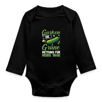 Gärtner Gurke Bauer Garten - Baby Bio-Langarm-Body - Schwarz - Vorne