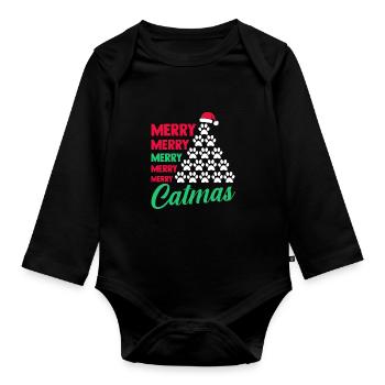 Père Noël Fête de Noël Noël Chats - Body Bébé bio manches longues - noir - Devant
