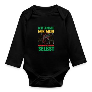Santa Claus Fishing Christmas Party Christmas - Organic Longsleeve Baby Bodysuit - black - Front