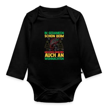 Santa Claus Fishing Christmas Party Christmas - Organic Longsleeve Baby Bodysuit - black - Front