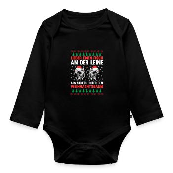 Weihnachtsmann Angeln Weihnachtsfest Weihnachten - Baby Bio-Langarm-Body - Schwarz - Vorne