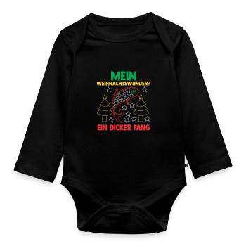 Weihnachtsmann Angeln Weihnachtsfest Weihnachten - Baby Bio-Langarm-Body - Schwarz - Vorne