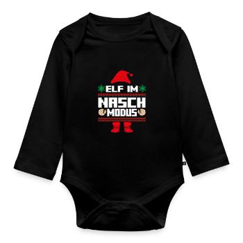 Elfe de Noël Père Noël Nasch Elf - Body Bébé bio manches longues - noir - Devant