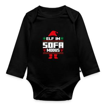 Elfe de Noël Noël Père Noël Elfe - Body Bébé bio manches longues - noir - Devant