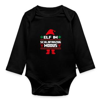 Elfe de Noël Noël Père Noël Elfe - Body Bébé bio manches longues - noir - Devant