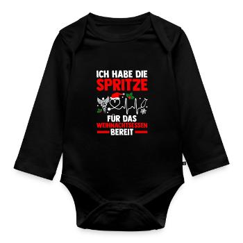 Père Noël Infirmière de Noël - Body Bébé bio manches longues - noir - Devant