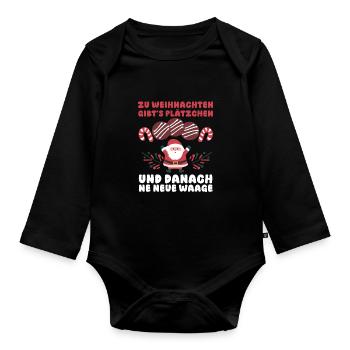 Santa Claus Christmas Christmas Party Cookies - Organic Longsleeve Baby Bodysuit - black - Front