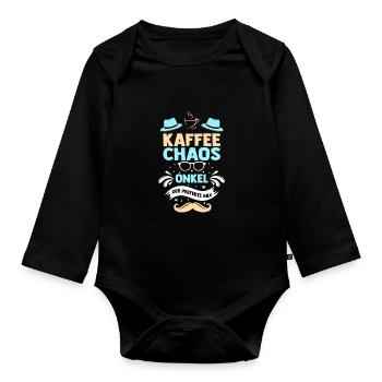 Kaffee Onkel - Baby Bio-Langarm-Body - Schwarz - Vorne