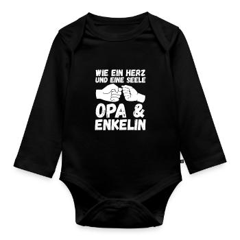 Grandpa and grandson - Organic Longsleeve Baby Bodysuit - black - Front