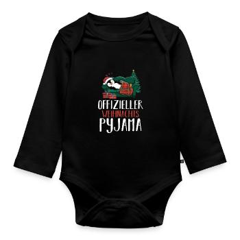 Chemise de nuit officielle de Noël Penguin - Body Bébé bio manches longues - noir - Devant