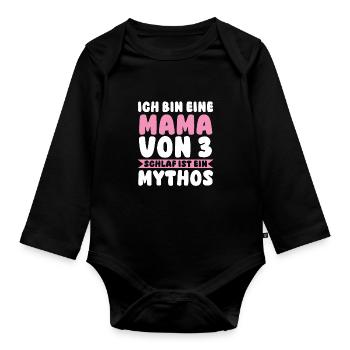 Mama Von 3 Kindern - Baby Bio-Langarm-Body - Schwarz - Vorne