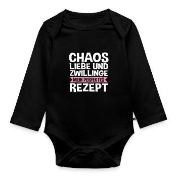 Mom of twins - Organic Longsleeve Baby Bodysuit - black - Front
