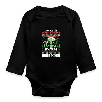Père Noël Noël laid Noël - Body Bébé bio manches longues - noir - Devant