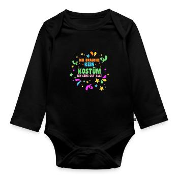 Karnevalskostüm Fasching Karneval - Baby Bio-Langarm-Body - Schwarz - Vorne