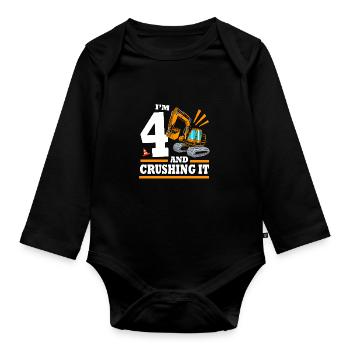 Baustelle Kindergeburtstag - Baby Bio-Langarm-Body - Schwarz - Vorne
