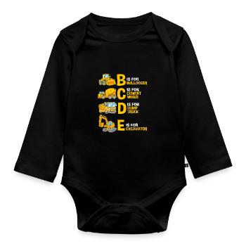Remorque de chantier Véhicule Fête d’anniversaire des enfants - Body Bébé bio manches longues - noir - Devant