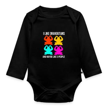 Orangutan - Organic Longsleeve Baby Bodysuit - black - Front