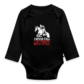 Springreiten Springpferd - Baby Bio-Langarm-Body - Schwarz - Vorne