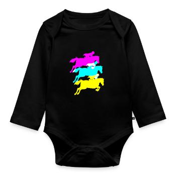 Dressur Dressurpferd Dressurreiter - Baby Bio-Langarm-Body - Schwarz - Vorne