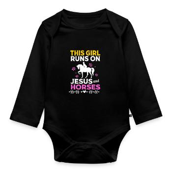 Dressur Dressurpferd Dressurreiter - Baby Bio-Langarm-Body - Schwarz - Vorne