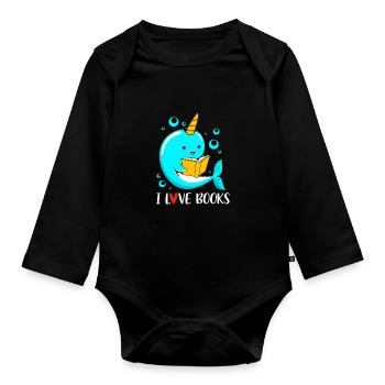 Narwal - Baby Bio-Langarm-Body - Schwarz - Vorne