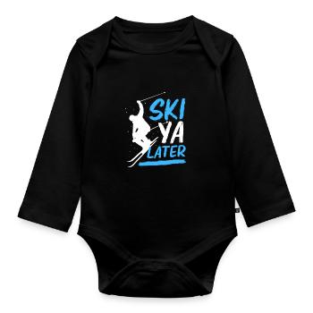 Séjour ski ski - Body Bébé bio manches longues - noir - Devant