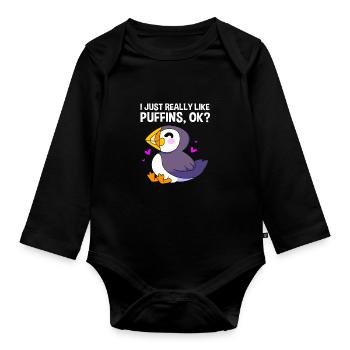 Papageientaucher Puffin - Baby Bio-Langarm-Body - Schwarz - Vorne