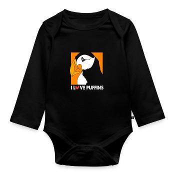 Papageientaucher Puffin - Baby Bio-Langarm-Body - Schwarz - Vorne