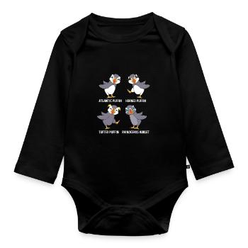 Papageientaucher Puffin - Baby Bio-Langarm-Body - Schwarz - Vorne