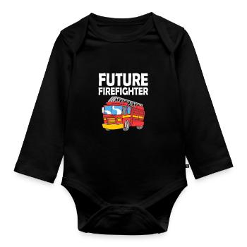 Feuerwehrmann Feuerwehr - Baby Bio-Langarm-Body - Schwarz - Vorne