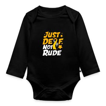 Deaf Deaf Deaf Sign Language - Organic Longsleeve Baby Bodysuit - black - Front