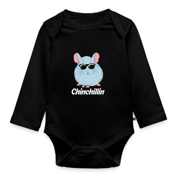 Chinchilla - Baby Bio-Langarm-Body - Schwarz - Vorne