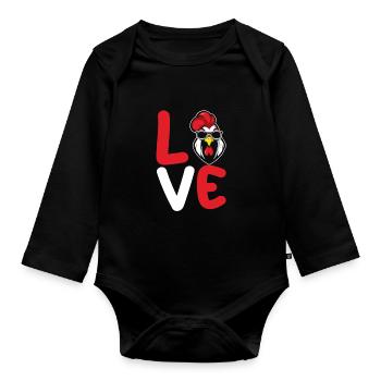 Chicken Rooster - Organic Longsleeve Baby Bodysuit - black - Front