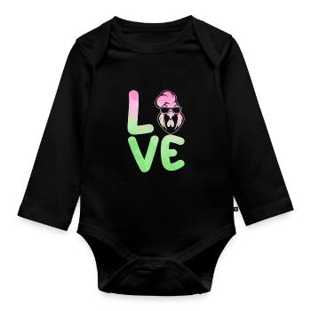 Chicken Rooster - Organic Longsleeve Baby Bodysuit - black - Front