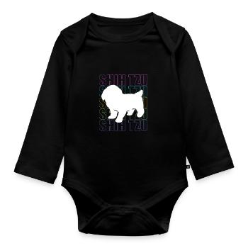 Shih Tzu - Organic Longsleeve Baby Bodysuit - black - Front