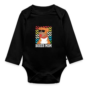 Boxer Hund - Baby Bio-Langarm-Body - Schwarz - Vorne