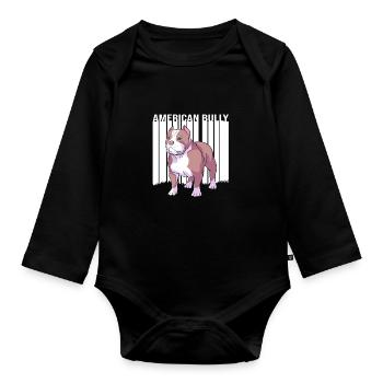 American Bully Pet Dog Dog Cadeau pour chien - Body Bébé bio manches longues - noir - Devant