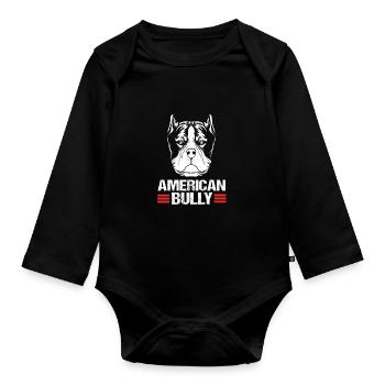 American Bully Pet Dog Dog Cadeau pour chien - Body Bébé bio manches longues - noir - Devant