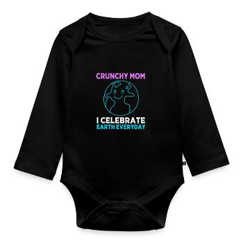 Crunchy Mom - Organic Longsleeve Baby Bodysuit - black - Front
