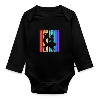 Square Dance - Baby Bio-Langarm-Body - Schwarz - Vorne