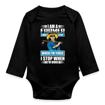 Farmer Farm Farmer - Organic Longsleeve Baby Bodysuit - black - Front