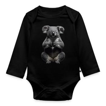 Koala en prière - Body Bébé bio manches longues - noir - Devant