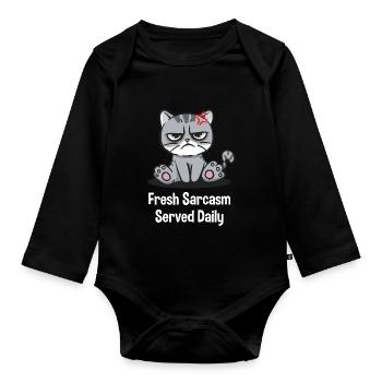 Fresh sarcasm serves funny sarka daily - Organic Longsleeve Baby Bodysuit - black - Front