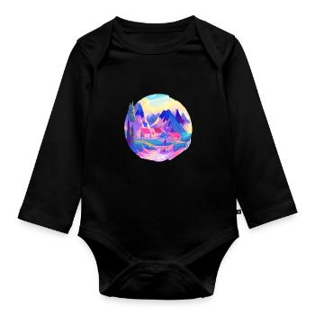 crystalline landscape nature 2 - Organic Longsleeve Baby Bodysuit - black - Front