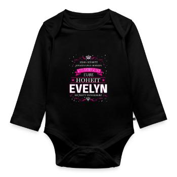 Votre Altesse Evelyn entre dans la pièce - Body Bébé bio manches longues - noir - Devant