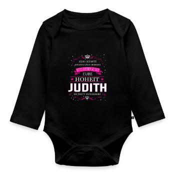 Your Highness Judith enters the room - Organic Longsleeve Baby Bodysuit - black - Front