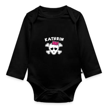 Pirate Kathrin Design pour les filles et les femmes - Body Bébé bio manches longues - noir - Devant