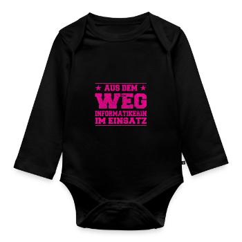 Aus dem Weg Informatikerin im Einsatz Design - Baby Bio-Langarm-Body - Schwarz - Vorne