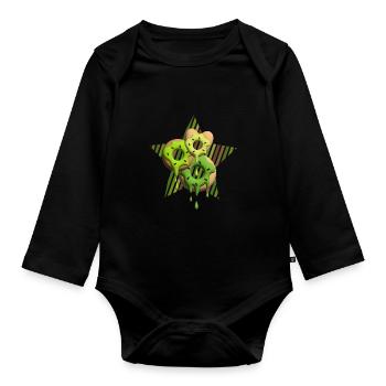 Kiwi Donuts mit Stern. - Baby Bio-Langarm-Body - Schwarz - Vorne
