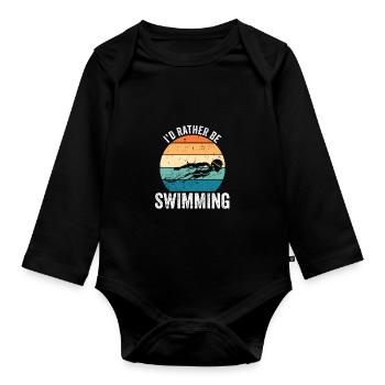 Natation Club de natation de compétition - Body Bébé bio manches longues - noir - Devant